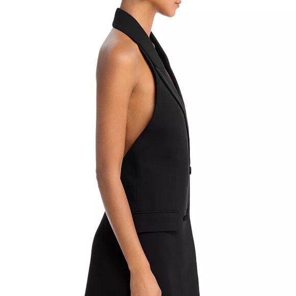 Bardot Freya Black Halter Vest Mini Dress Open Back Double Breasted NWT Sz 6 - Picture 5 of 8